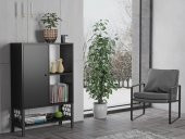 Woodn Love Lara Premium Desenli Metal Ayaklı Dolaplı Vitrin - Konsol - Siyah / Siyah - 3