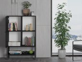 Woodn Love Lara Premium Desenli Metal Ayaklı Dolaplı Vitrin - Konsol - Siyah / Siyah - 6