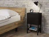 Woodn Love Maria Premium Dolaplı Raflı Metal Ayaklı Komodin - Siyah / Siyah - 3