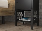 Woodn Love Maria Premium Dolaplı Raflı Metal Ayaklı Komodin - Siyah / Siyah - 4