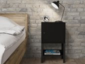 Woodn Love Maria Premium Dolaplı Raflı Metal Ayaklı Komodin - Siyah / Siyah - 5