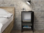 Woodn Love Maria Premium Dolaplı Raflı Metal Ayaklı Komodin - Siyah / Siyah - 6
