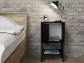 Woodn Love Maria Premium Dolaplı Raflı Metal Ayaklı Komodin - Siyah / Siyah - 7