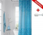 Prado Blue Mosaic Banyo Duş Perdesi 180x200 + Askı Hediyeli - 1