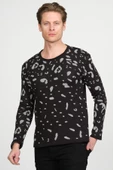 Erkek Regular Fit Bisiklet Yaka Leopar Desenli Pamuklu Triko Kazak - 5