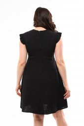 Schık Kadın Büyük Beden Brodeli Elbise Siyah SCKWM22EL01 - 5