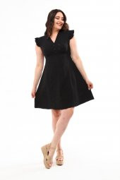 Schık Kadın Büyük Beden Brodeli Elbise Siyah SCKWM22EL01 - 7