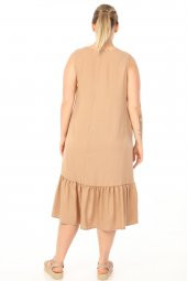 Schık Kadın Büyük Beden Kolsuz Elbise Vizon SCKWM21EL01 - 4