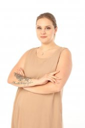 Schık Kadın Büyük Beden Kolsuz Elbise Vizon SCKWM21EL01 - 5