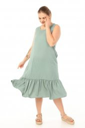 Schık Kadın Büyük Beden Kolsuz Elbise Yeşil SCKWM21EL01 - 2