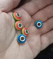 Bileklik ve Kolye İçin Renkli Yuvarlak Gümüş Kaplama Charm - 2