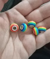 Bileklik ve Kolye İçin Renkli Yuvarlak Gümüş Kaplama Charm - 3