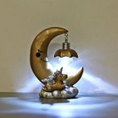 Unicorn Ay Masa Gece Lambası Unicorn Işıklı Biblo Altın - 2