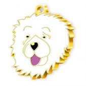 Altın Kaplama Çin Aslanı Köpek Künyesi (Beyaz) - 1