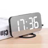 valkyrie Aynalı LED Dijital Saat 2 USB Hızlı Şarj Alarmlı Masa Saati - 2