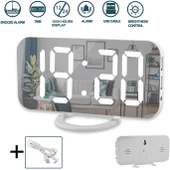 Aynalı LED Dijital Saat 2 USB Hızlı Şarj Alarmlı Masa Saati - 2