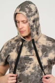Erkek Batik Desenli Kapüşonlu Kolsuz Pamuklu 3 İplik Sweatshirt - 8