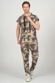 Erkek Batik Desenli Kapüşonlu Kolsuz Pamuklu 3 İplik Sweatshirt - 6