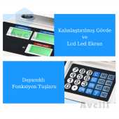 All Avcill 40 Kg Şarjlı Elektronik Dijital Hassas Mutfak Manav Bakkal Kasap Terazisi Çukur Kefeli - 4