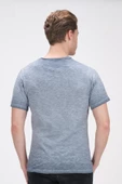 Erkek Bisiklet Yaka Yıkamalı Önü Baskılı Pamuklu Kısa Kollu T-Shirt - 6