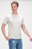 Erkek Bisiklet Yaka Yıkamalı Önü Baskılı Pamuklu Kısa Kollu T-Shirt - 10