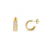 Nipora Zirkon Taşlı Yarım Tur Gold Renk 925 Ayar Gümüş Kadın Küpe - 1