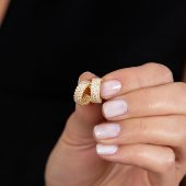 Nipora Zirkon Taşlı Yarım Tur Gold Renk 925 Ayar Gümüş Kadın Küpe - 3