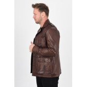 Harrison Wax Kahve Safari Hakiki Deri Ceket Erkek - 2
