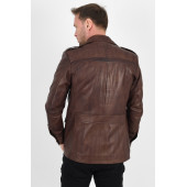 Harrison Wax Kahve Safari Hakiki Deri Ceket Erkek - 5