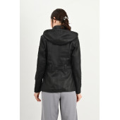 Sansa Kapüşonlu Siyah Hakiki Deri Ceket Kadın - 6