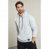 Uzun Kollu Kapşonlu Düz Baskısız Sweatshirt - 1