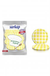 Sarkap Hijyenik Paketli 10 Adet Kavanoz Kapağı - Sarı Ekoseli - 82mm - 1