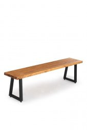 180x32 Doğal Ahşap Ladin Kütük Ağaç Bench Bank Eğik U Ayak - 1