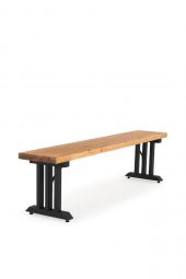 180x32 Doğal Ahşap Kütük Ağaç Bench Bank 3 Kollu Mızrak Ayak - 1