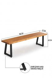 180x32 Doğal Ahşap Ladin Kütük Ağaç Bench Bank Eğik U Ayak - 3