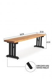 160x32 Doğal Ahşap Kütük Ağaç Bench Bank 3 Kollu Mızrak Ayak - 4