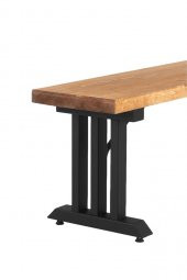 180x32 Doğal Ahşap Kütük Ağaç Bench Bank 3 Kollu Mızrak Ayak - 2