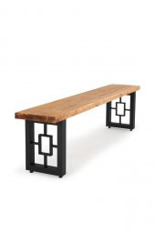 160x32 Doğal Ahşap Kütük Ağaç Bench Bank Özel Dikdörtgen Ayak - 1