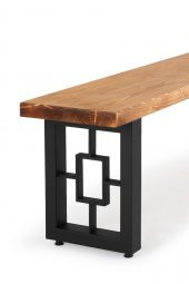 160x32 Doğal Ahşap Kütük Ağaç Bench Bank Özel Dikdörtgen Ayak - 2
