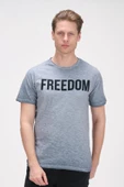 Erkek Bisiklet Yaka Yıkamalı Önü Baskılı Pamuklu Kısa Kollu T-Shirt - 4