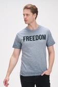 Erkek Bisiklet Yaka Yıkamalı Önü Baskılı Pamuklu Kısa Kollu T-Shirt - 5