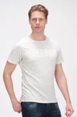 Erkek Bisiklet Yaka Yıkamalı Önü Baskılı Pamuklu Kısa Kollu T-Shirt - 8