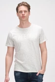 Erkek Bisiklet Yaka Yıkamalı Önü Baskılı Pamuklu Kısa Kollu T-Shirt - 11