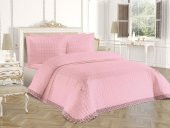 Roza Çift Kişilik Kapitoneli Yatak Örtüsü Pudra thumbnail 1