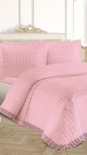 Roza Çift Kişilik Kapitoneli Yatak Örtüsü Pudra thumbnail 4