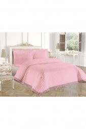 Roza Çift Kişilik Kapitoneli Yatak Örtüsü Pudra thumbnail 5