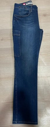 İŞÇİ KOT PANTOLON ÇOK CEPLİ BELİ LASTİKLİ LACİVERT L 48 BEDEN - 2