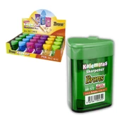 Üçgen Kalemtraş 2 Bıçaklı 1 Adet Renkli Brons Kalemtraş Üçgen 1 Adet - 6