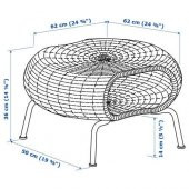Tabure Sehpa Rattan Antrasit El Yapımı Y-36 cm X Ç-62 cm  Meridyendukkan IKEA - 2
