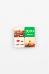 Suudi Arabistan Temalı Dörtlü Taş Magnet thumbnail 4